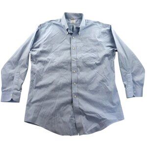 Brooks Brothers Men's Dress Shirt 17 Neck Blue Check Regent Non-Iron Supima Cott